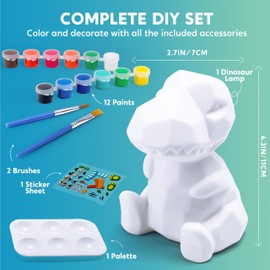 Klever Kits DIY Night Light- Paint Your Own Dinosaur Lamp- Arts & Crafts Kit School Activities Art Supplies Painting Kits, Birthday Gifts for Girls Boys Aged 6+