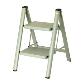Vigar Step Ladder, Two-Step Stool Foldable up to 330 Pound, Lightweight, Non-Slip Steel Ladder with Metal Handle, Folding Ladders for Home, Green