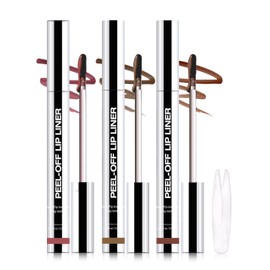 Erinde 3PCS Peel Off Lip Liner Stain, Long Lasting Tattoo Lip Liner with Tweezer, Matte Finish Peel Off Lip Stain, Waterproof Transfer Proof, Non-Stick Cup Nude Lip Lipliner Stain