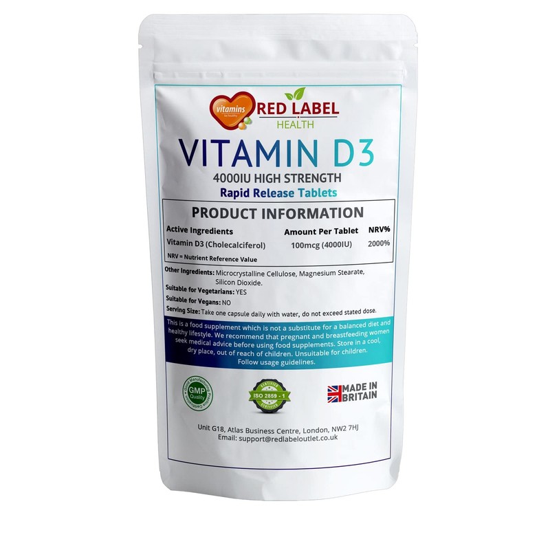 Vitamin D3 Tablets 4000IU, 30 Vitamin D Supplement Tablets (1