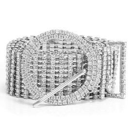 WHIPPY Women Rhinestone Belt Shiny Diamond Crystal Ladies Waist Belt Sparkle Waistband Fit Waist Size 35-41 Inches