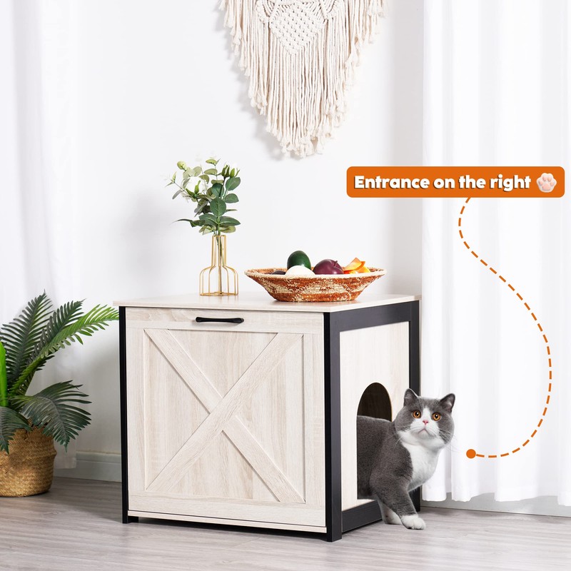 DWANTON Cat Litter Box Furniture Hidden, Cat Litter Box Enclosure,