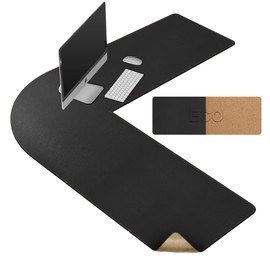 MAIDERN (51” + 51”) x 15.7” L Shaped Corner Desk Mat, Cork & Leather Reversible Desk Pad for Gaming Computer Office Home (Black) …