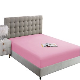 Ghooss Fitted Sheet Pink-Full Size Fitted Sheet Only-Fitted Deep Pocket Sheet-Soft Wrinkle Free Sheet-1 Pack(Pink,Full)