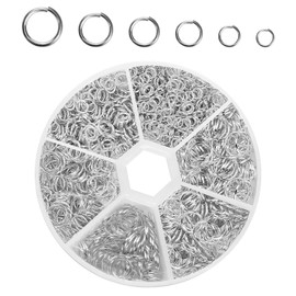 COMNICO Open Jump Rings, 1950Pcs O Ring Connectors Silver Metal Jewelry Making Supplies 6 Sizes Stainless Steel Jewelry Rings for Crafts Keychains Necklace Repair