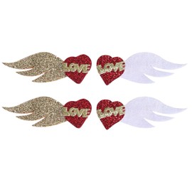 Valentine's Day Hair Clip for Women Girls 4pcs Glitter Red Heart Angel Wings Shape Hair Clip Baby Kids Valentines Hairpin Barrette Hair Accessories TSFJ90 (Gold White, One Size)