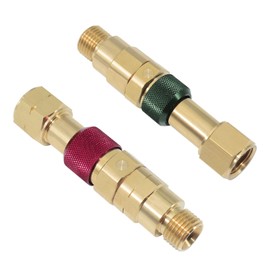 Ebrmeiwo QDB10 Quick Disconnect Kits for Torches with Check Valves, Torch-to-Hose Set, Fuel-Red, Oxy-Green, Brass