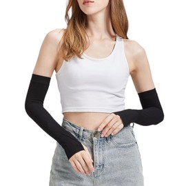 Ursprung Arm Cover, Arm Cover, Cool to Contact, Temperature Sensation of -5°C, Solid, Sweat Absorbent, Quick Drying, Anti-Slip, Stretchable, Breathable, Summer, Long Gloves, UPF50+ UV Protection, 99%