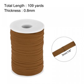 sourcing map Flat Elastic Cord for Sewing 1/8 inch 3mm 109 Yards Knit Heavy Stretch Strap Cord Spool for Crafts DIY Light Brown