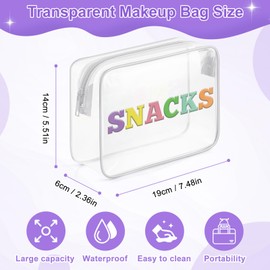 Sazuwu Makeup Bag Transparent Make up Travel Bag Organizer Clear Cosmetic Bags with Zipper Letter Makeup Bags for Women Toiletry Bags for Traveling Portable Pouch Bag Clear PVC Toiletry Bag