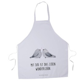 Mr. & Mrs. Panda Cooking Apron Turtle Doves Love - Gift, Couple, Anniversary, Bib Apron, Happy, Friend, BBQ Apron, Kitchen Apron, Baking Apron, Gift Wedding, Wedding Day, Marriage, White