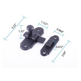 Black Iron Cabinet Slide Door Latch 3.2" L x 2.2" W Antique Wrought Iron Metal Sliding Latches for Cabinet or Window Doors Rust Resistant Locks with Hardware Renovators Supply Manufacturing Pack of 6