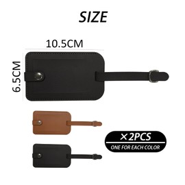 2 High End Leather Luggage Tag Sets, Black and Brown Bags, Durable and Secure Travel Tags, Suitable for Large and Small Luggage, Anti-Loss, Personal Information Protection Luggage Tags.
