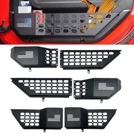 Metal Front and Rear Door Pocket Storage for Jeep Wrangler | Door Pocket for Wrangler JL/JLU 4XE (2018-2025) & Gladiator JT (2020-2025) | Door Storage Accessories | Non-Fit Power Seats | 4PCS, Flag