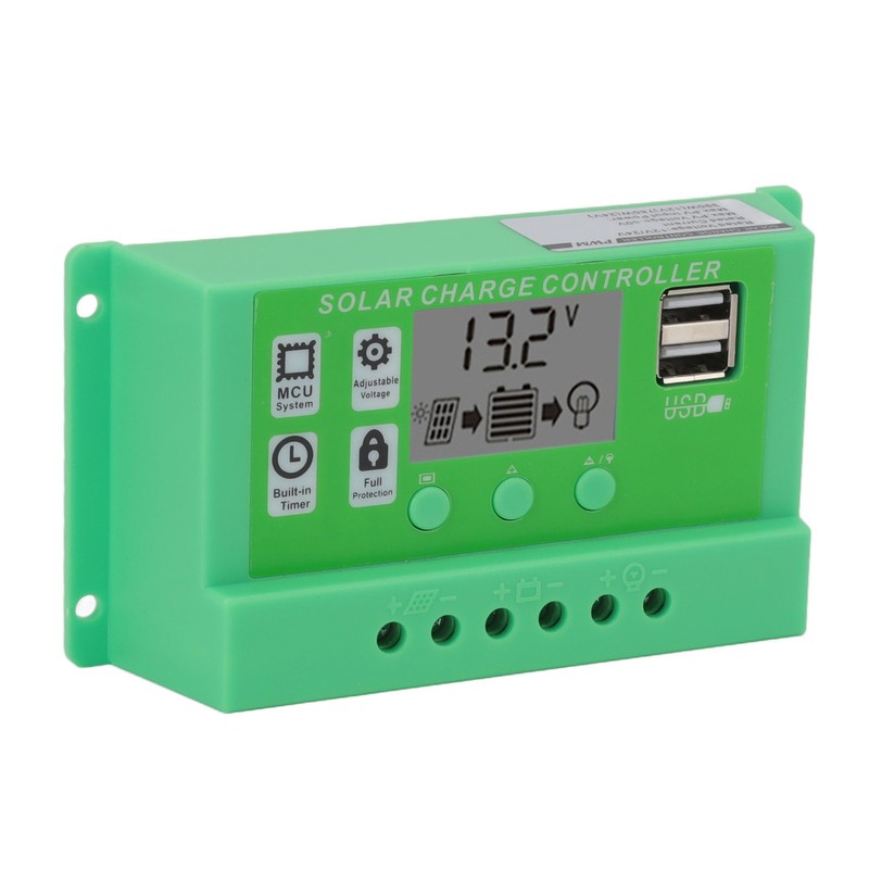 Green PWM Solar Charge Controller LCD Large Screen Display Photovoltaic