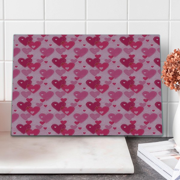 Lunarable Valentine's Day Cutting Board, Continuous Romantic Amour Heart Love