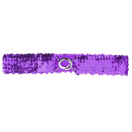 Allegra K Women's Stretchy Thin Waist Belt Shiny Sequins Elastic Belt for Dresses, purple