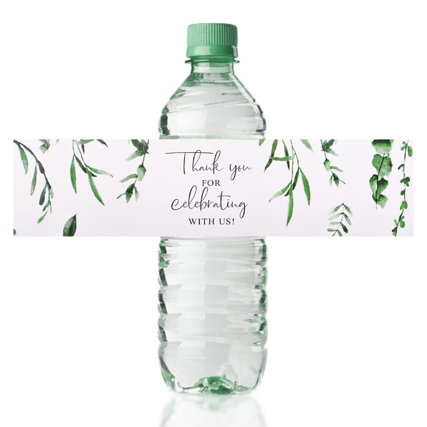 URROMA Wedding Water Bottle Labels, 50 Pcs Eucalyptus Leaf Water
