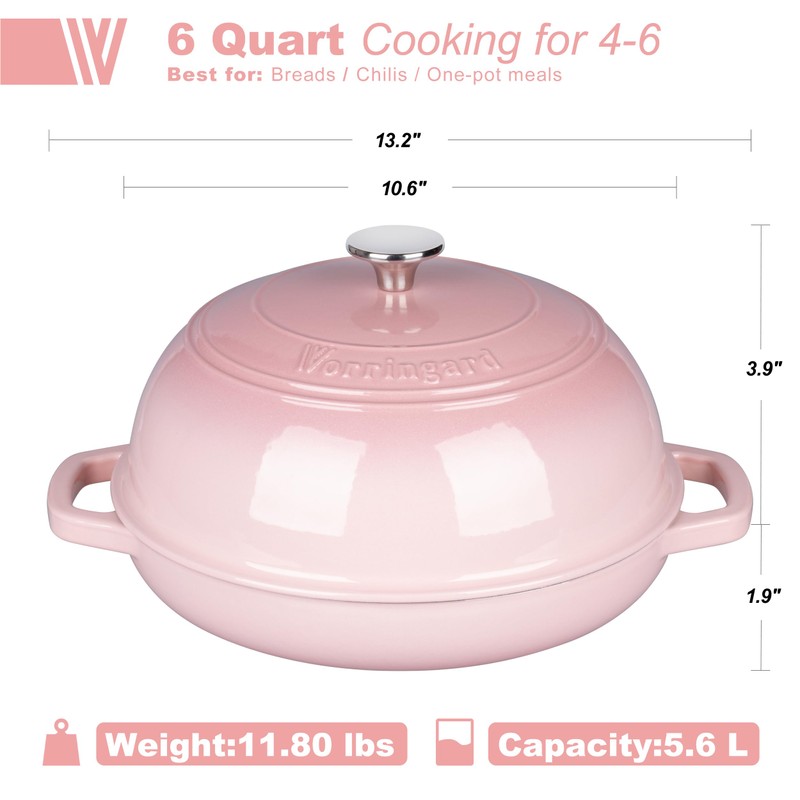 VORRINGARD Enameled Cast Iron Dutch Oven Pot with Lid, Bread