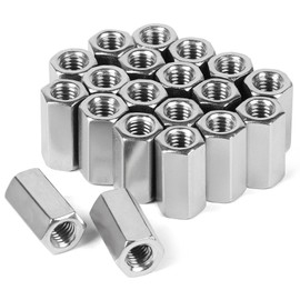 LALAGO 20 pieces M8 x 24 mm connecting nuts long nuts made of stainless steel VA V2A A2, screw-in nut connection sleeves hexagonal, cross nut bolts, threaded sleeves, spacer sleeves, long nuts