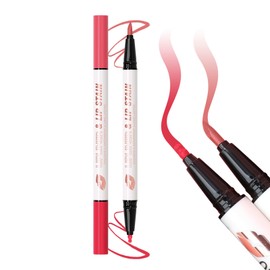 DAGEDA 2 Colors Lip Liner Pen,Double-ended Lip Stain Marker Design,Natural Matte Finish,Waterproof Liquid Lipstick, Long Lasting No Transfer Lips Makeup for Women(Color C)