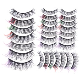 NOLITOY 14 Pairs Colored False Eyelashes Lash Extension Kit Fake Lash Clusters for Cosplay Makeup