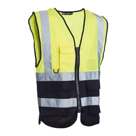 Blackrock Yellow & Black Premium Hi Vis Vest With Pockets, ID Pouch & Key Loop, Mens Womens Reflective High Vis Vests With Secure Zip, Safety Vest Security Clothing, Fully EN Certified - Size XL