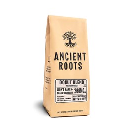 Ancient Roots Flavored Mushroom Coffee by CORIM PREMIUM BLENDS, 12 oz bag (Two-Pack) (Donut Shop)