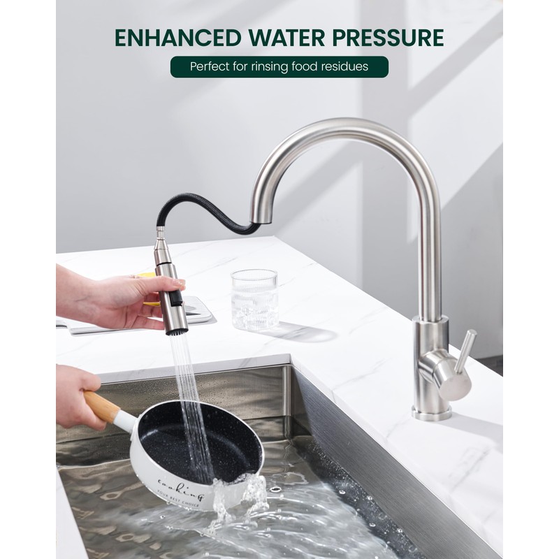 HEISOK Metal Kitchen Faucet Head Replacement, 2-Mode Pull Down Kitchen