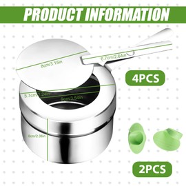 WIYETY Fuel Paste Container Paste Burner Made of Stainless Steel: Pack of 4 Burning Containers Fuel Paste Container with Cover, Portable Fondue Burner with Insulated Finger Cots, Windproof Alcohol