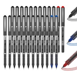 Shuttle Art Rollerball Pens, 25 Pack (21 Black, 2 Blue, 2 Red) 0.5mm Liquid Ink Pens, Quick Drying & Long Lasting Extra Fine Point Pens for Writing, Journaling, Notes Taking School Office Supplies