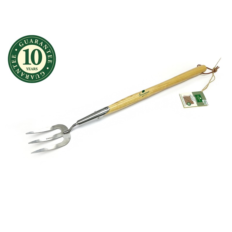Greenman Mid Handle Stainless Steel Weed Fork Ash Handled 28"
