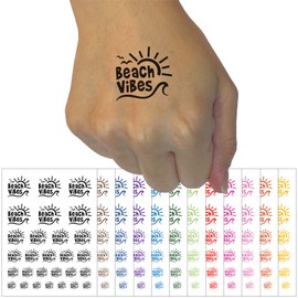 Beach Vibes Temporary Tattoo Water Resistant Fake Body Art Set Collection - Light Green (One Sheet)