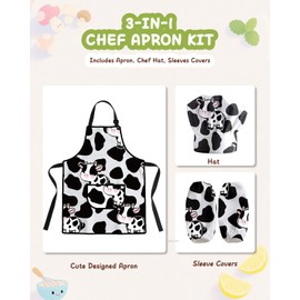 Royar beauty Kids Chef Set with Apron, Hat & Sleeves – Cooking & Baking Outfit for Toddlers to Teens, Kitchen Play & Crafts