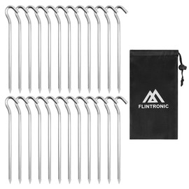 Flintronic 24PCS Alloy Tent Pegs, 7in (18cm) Heavy Duty Metal Tent Pegs, Galvanised Ground Pegs, Rust Free Tent Pegs, Suitable for Outdoor Grassland Travelling Camping Hiking (Silver)