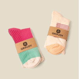 Gripjoy Compression Socks with Grips for Women & Men - 15-20mmHg - Knee High Non-slip Socks