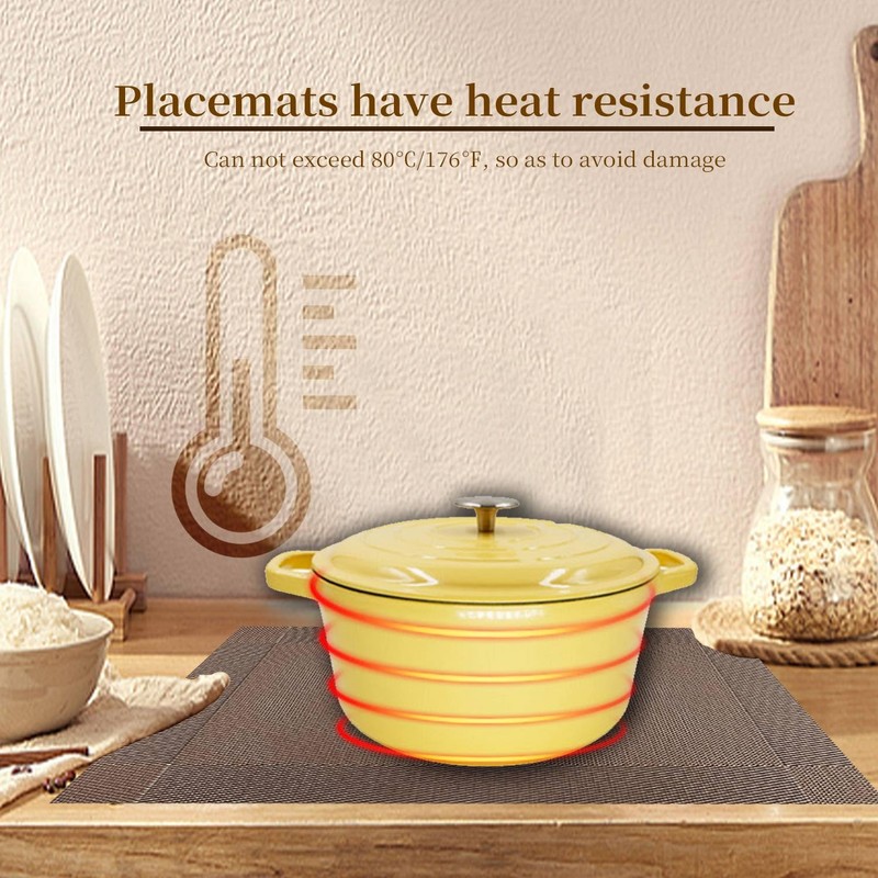 Placemats Set of 4, Vinyl Woven Place Mats, Non-Slip Double-Sided