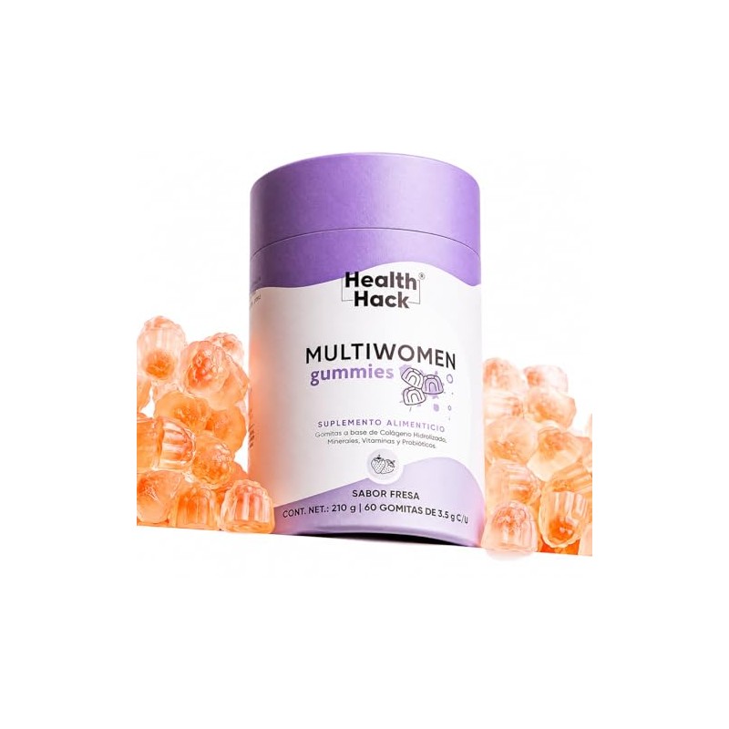 Health Hack Multi Women Gomitas Multivitamínico Mujer Sabor Fresa Ingredientes
