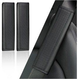 2PCS Car Seatbelt Covers - Breathable Leather Seatbelt Cushion for Shoulder Protection & Car Decorations - Universal Car Interior Accessories Seat Belt Pad Fits Car Truck SUV RV (Black)