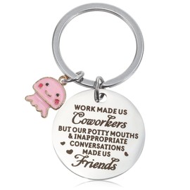 Ouligay Funny Best Friend Keychain Coworker Leaving Job Going Away Farewell Gifts for Coworkers Women, Stainless Steel Keyring