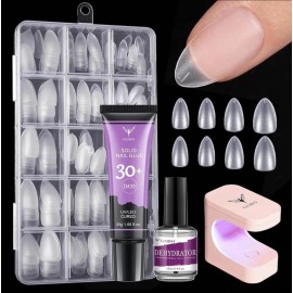 Ejiubas Gel Nail Kit, Nail Tips & Gel Kit, UV Lamp, 15ML Solid Gel, 300PCS Nails