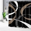 LB Brown Abstract Geometric Shower Curtain for Bathroom, Modern Aesthetic