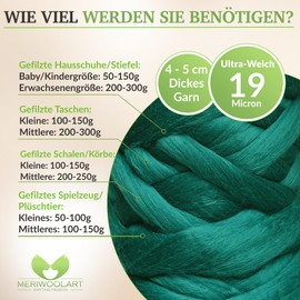 MeriWoolArt® 100% XXL Merino Wool - 19 Micron Soft, Thick Wool - Felting Wool for Dry Felting, Wet Felting - DIY Blanket, Baby Wool, Arm Knitting - Fluffy Wool for Knitting & Crochet