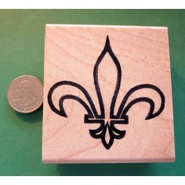Wooden Mount Rubber Stamp for Card Making Large Fill-in Fleur de Lis, Wood Mounted Rubber Stamp - Shrinky-Dinks