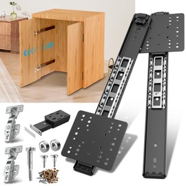 Pocket Door Slide kit, Pivot Door Slide Hardware Insert with Magnetic Push-Pull Latch for Cabinet Doors and Insert Doors, Durable and Silent Design for Kitchen Bathroom Furniture (14in, Pieces, 2)
