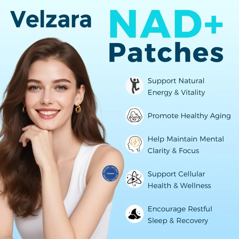 Velzara Parches Nad+ Veganos Resistentes Al Agua 30 Parches