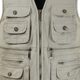 Cargo Vest, Soft and Breathable Multi-Pocket Cotton Camera Vest for Travel (XL)