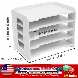 5-Tier Stackable Letter Tray Office Desk Paper Document Organizer File Trays DIY