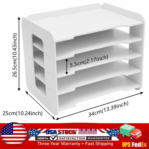 5-Tier Stackable Letter Tray Office Desk Paper Document Organizer File