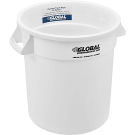 Global Industrial 10 Gallon Plastic Trash Container, Garbage Can - White